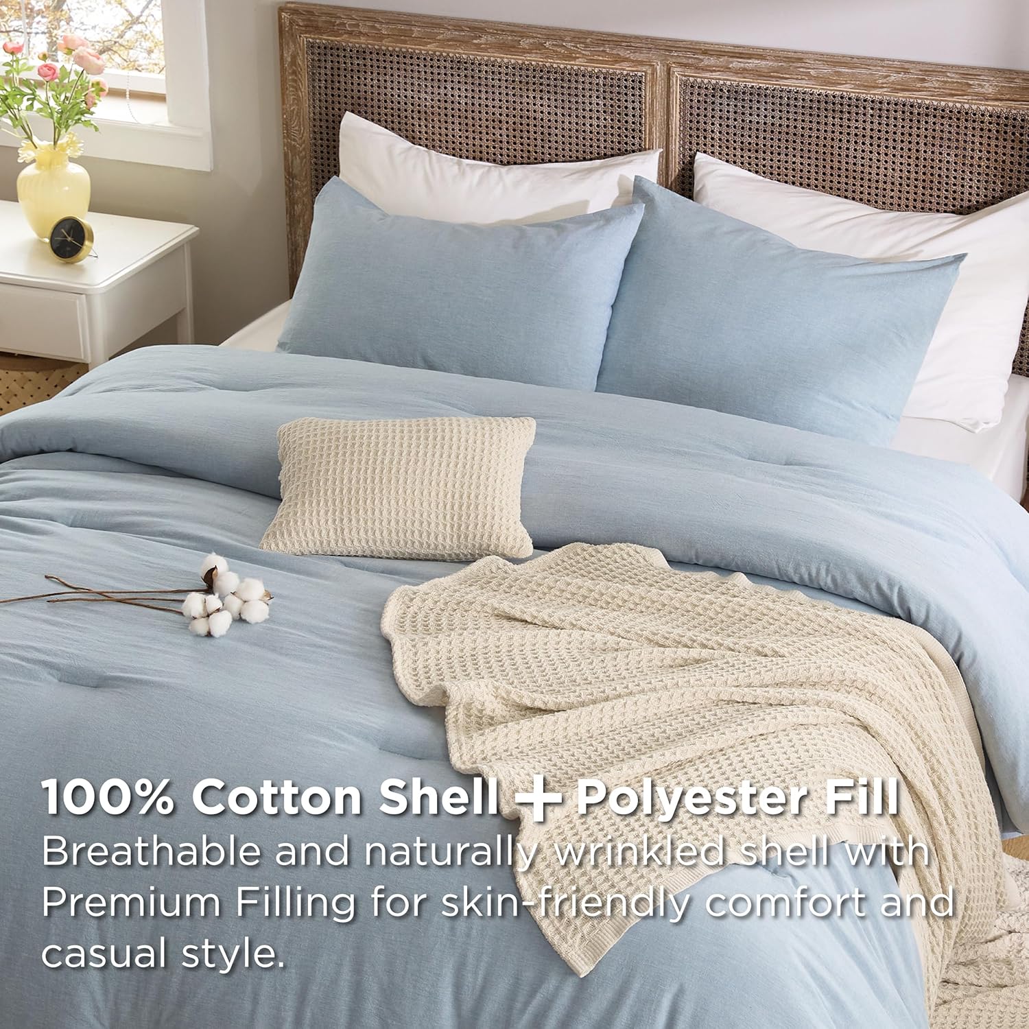 GentleSoft® 5 Piece Cotton Waffle Weave Bed-in-a-bag