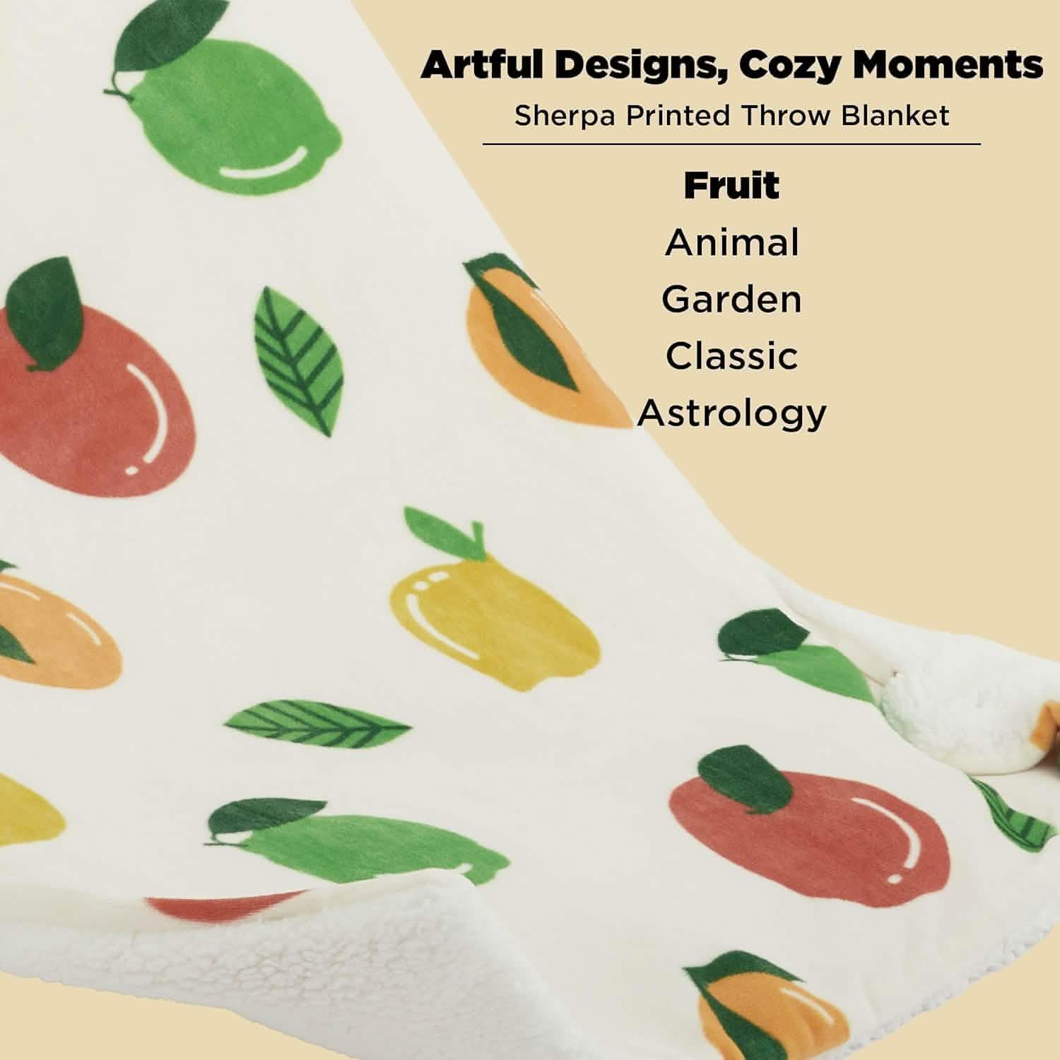 GentleSoft® Printed Throw Sherpa Blanket citrus