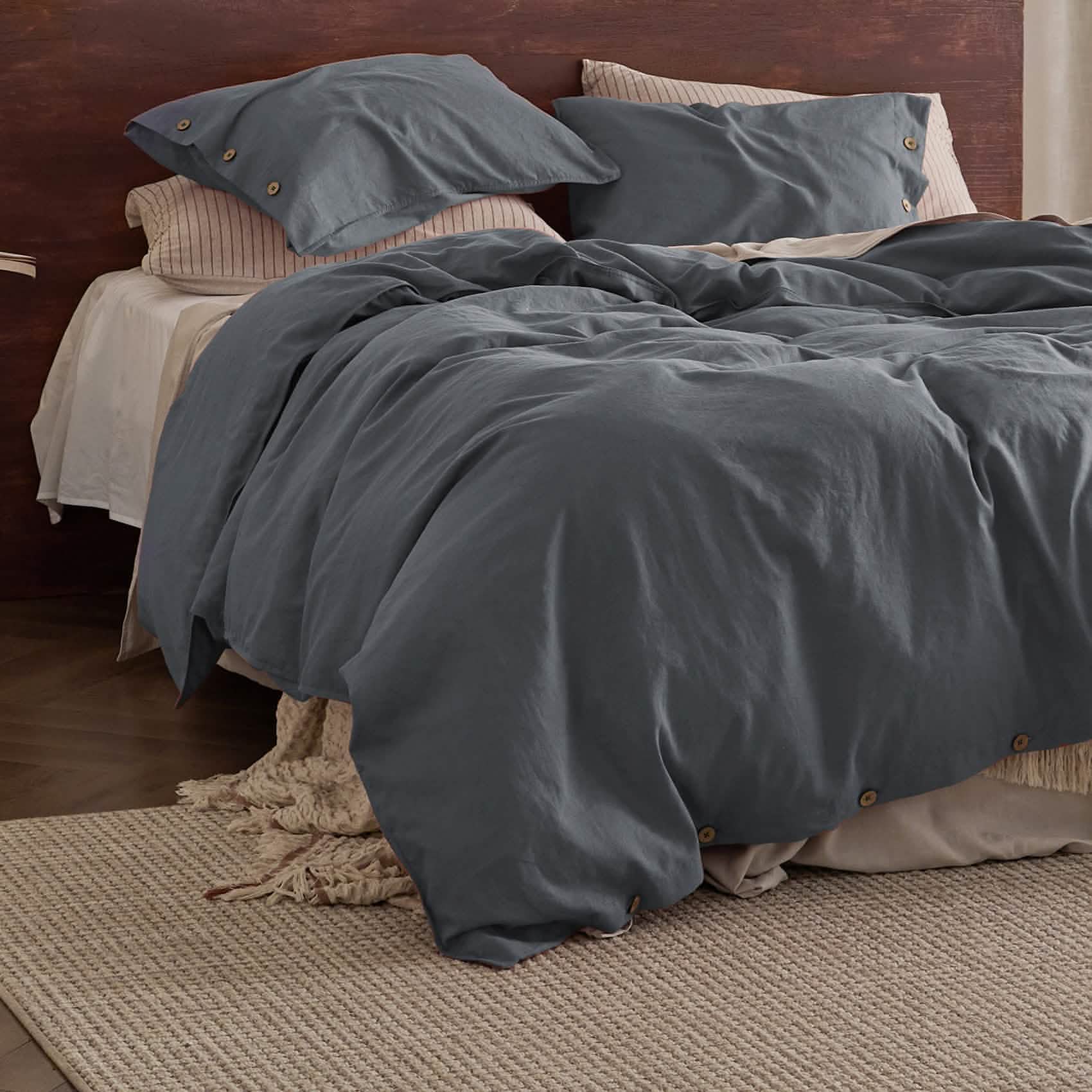 GentleSoft® Cotton Linen Hybrid Duvet Cover Set