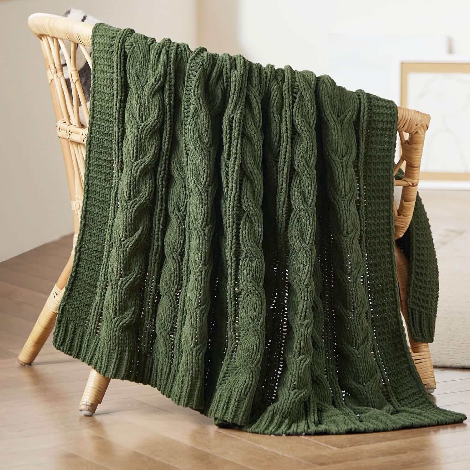 GentleSoft® Cable Chenille Chunky Knit Throw Blanket