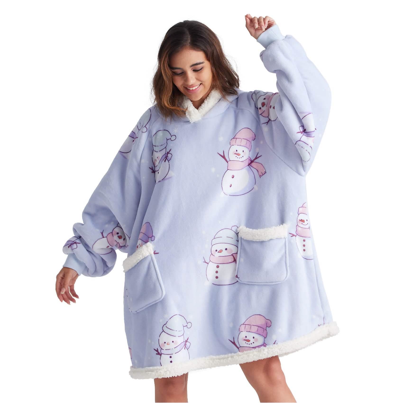 GentleSoft® Sherpa Fleece Printed Short Wearable Blanket Hoodie Purple