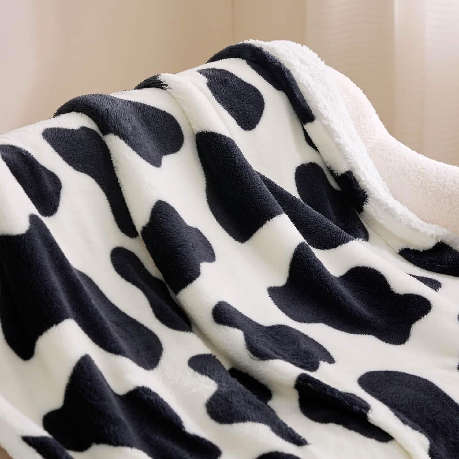GentleSoft® Printed Throw Sherpa Blanket Print-cow