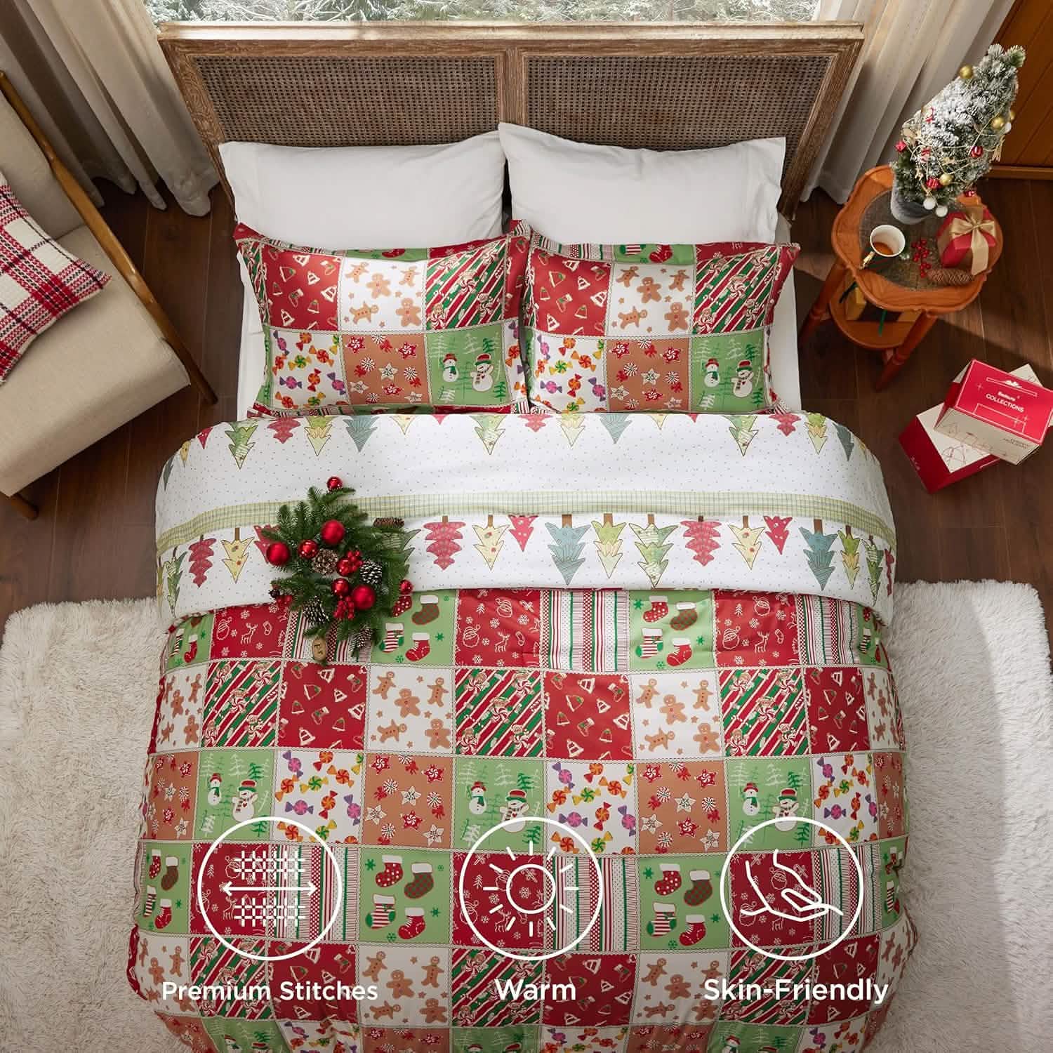 GentleSoft® Christmas Plaid Comforter Set Red