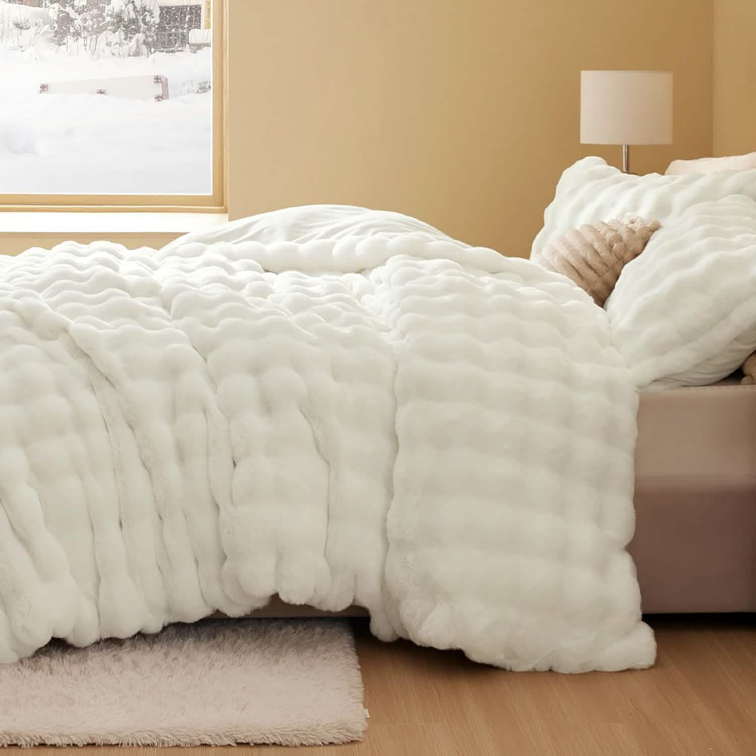 GentleSoft® Carved Faux Rabbit Fur Duvet Cover Set