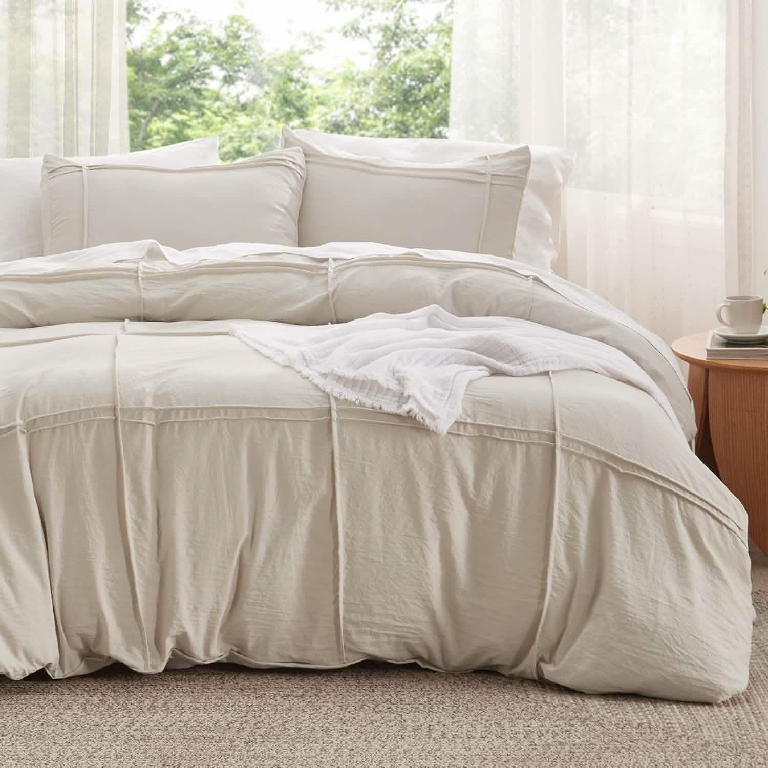 GentleSoft® Striped Tufted Embroidery Duvet Cover Set