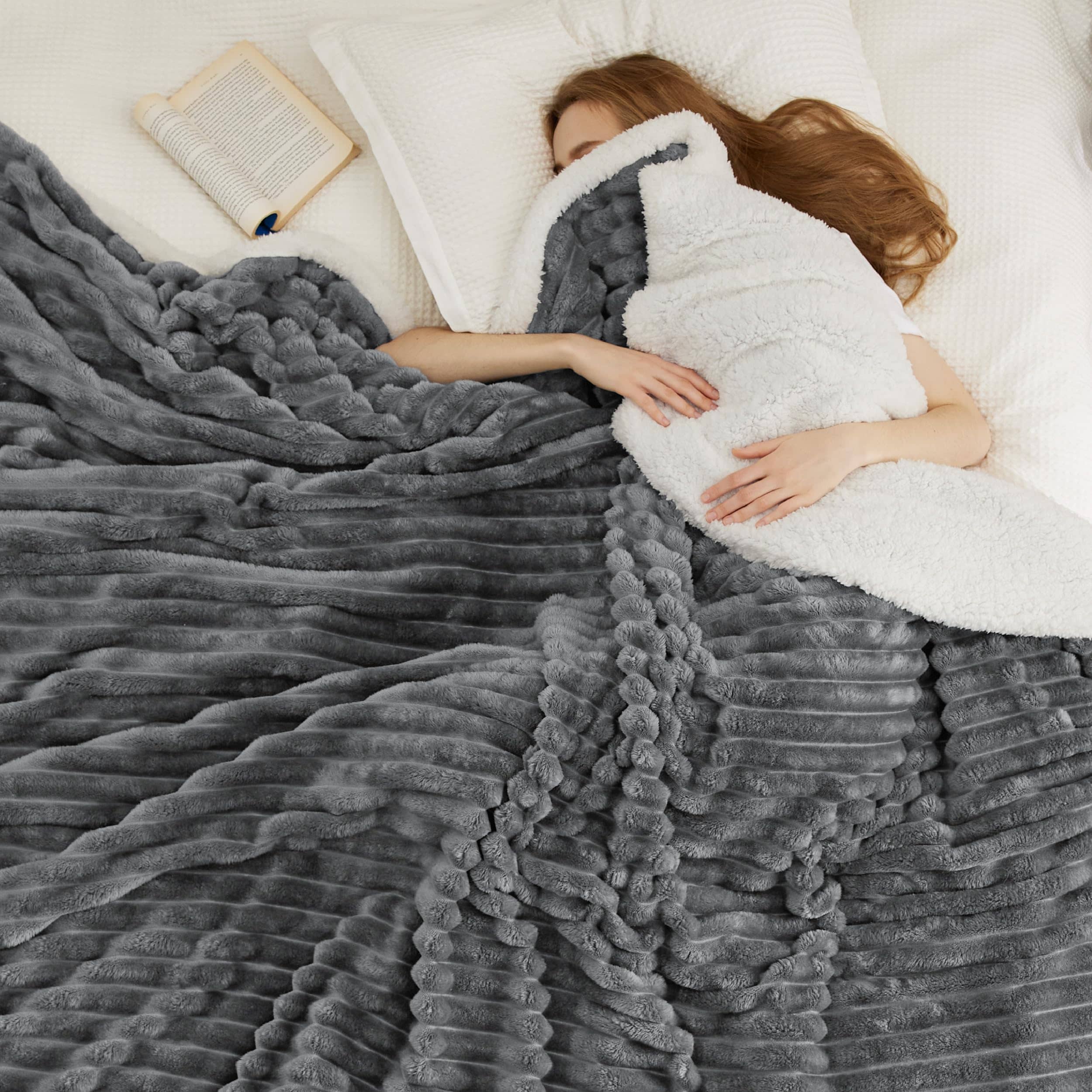 GentleSoft® Jacquard Stripes Shaggy Sherpa Blanket