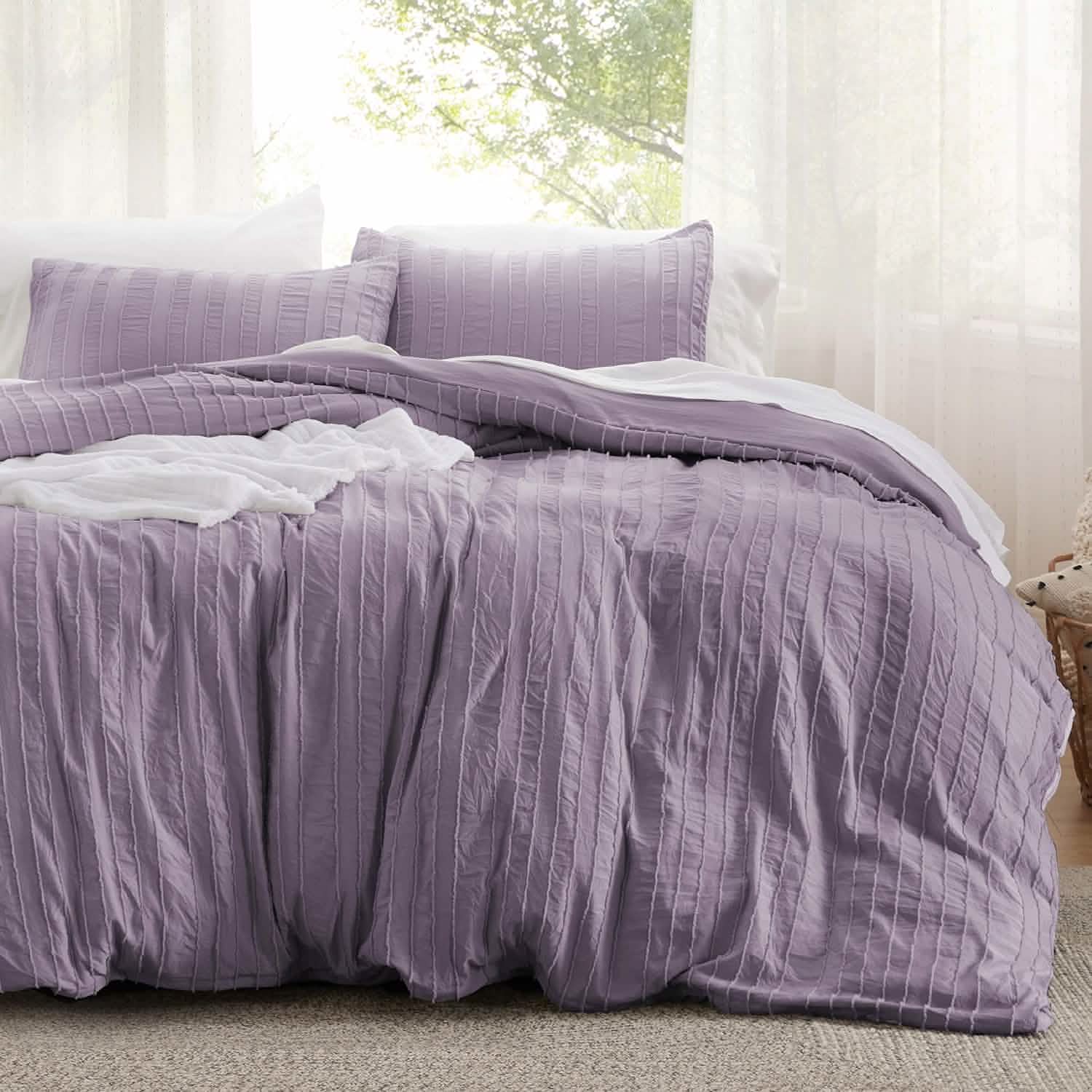 GentleSoft® Striped Tufted Embroidery Duvet Cover Set