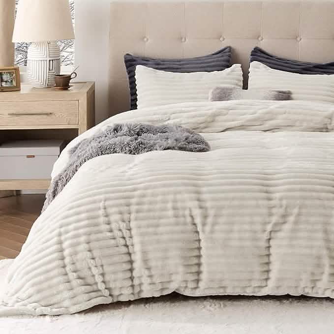 GentleSoft® Striped Flannel Duvet Cover Set