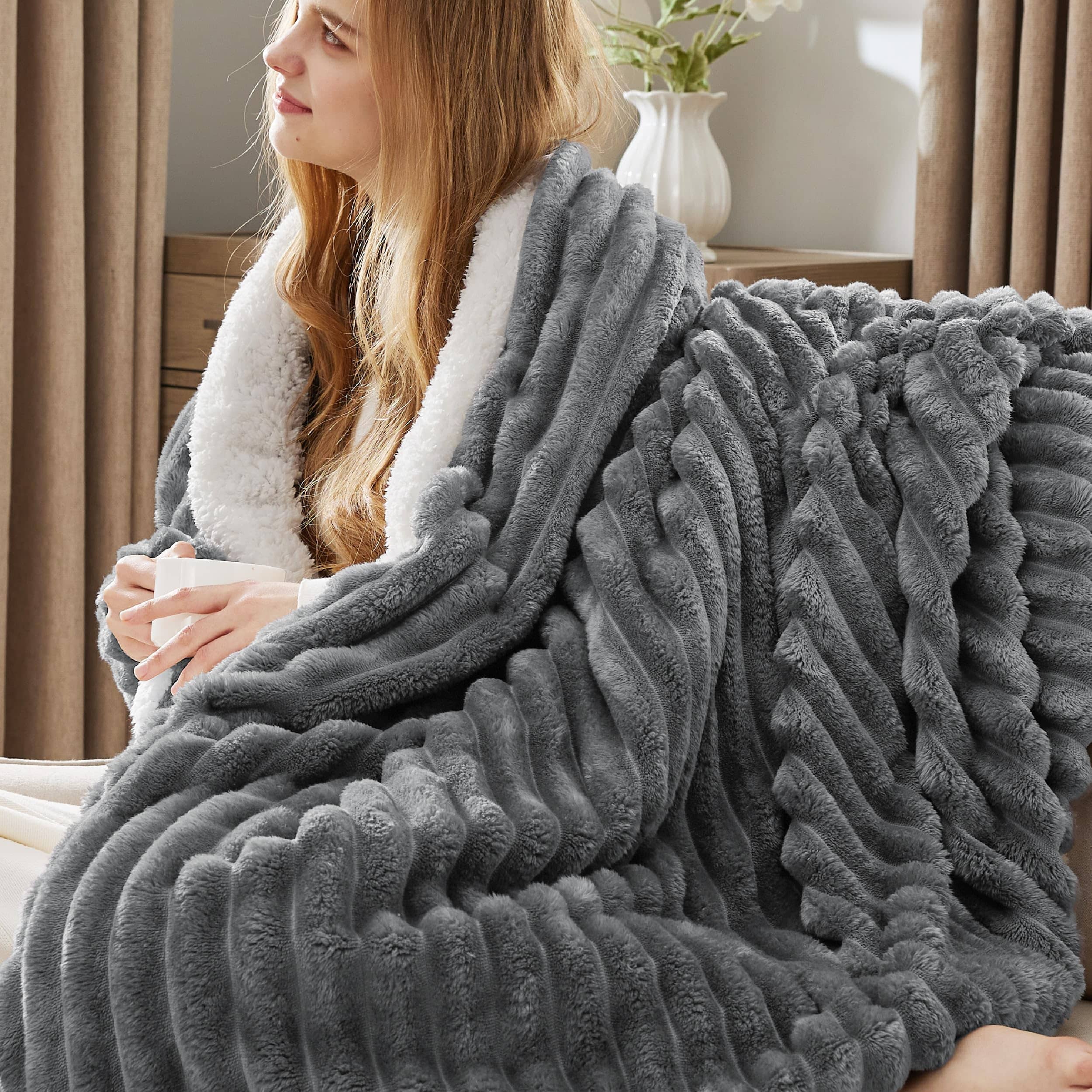 GentleSoft® Jacquard Stripes Shaggy Sherpa Blanket
