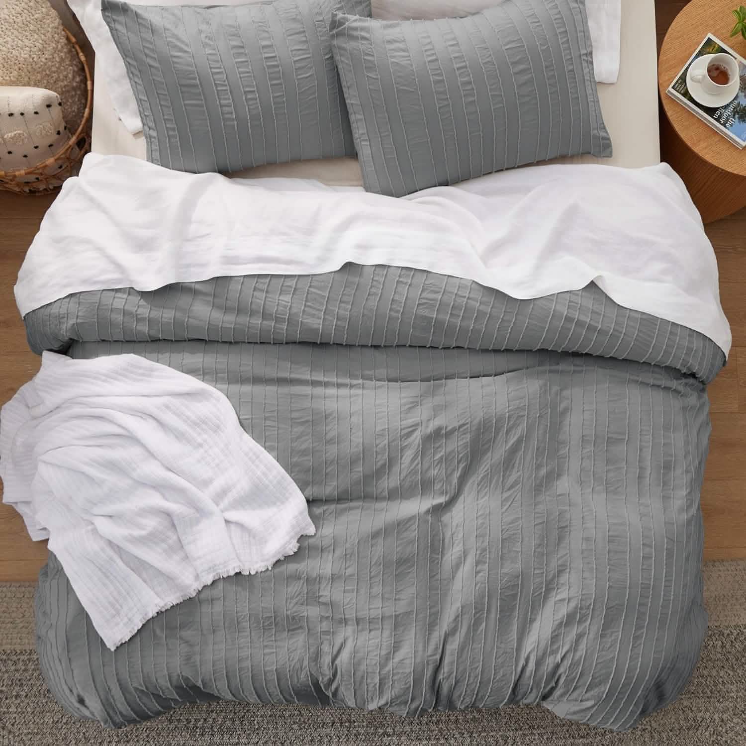 GentleSoft® Striped Tufted Embroidery Duvet Cover Set