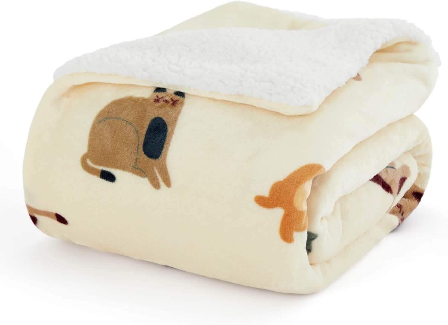 GentleSoft® Printed Throw Sherpa Blanket Print-cat