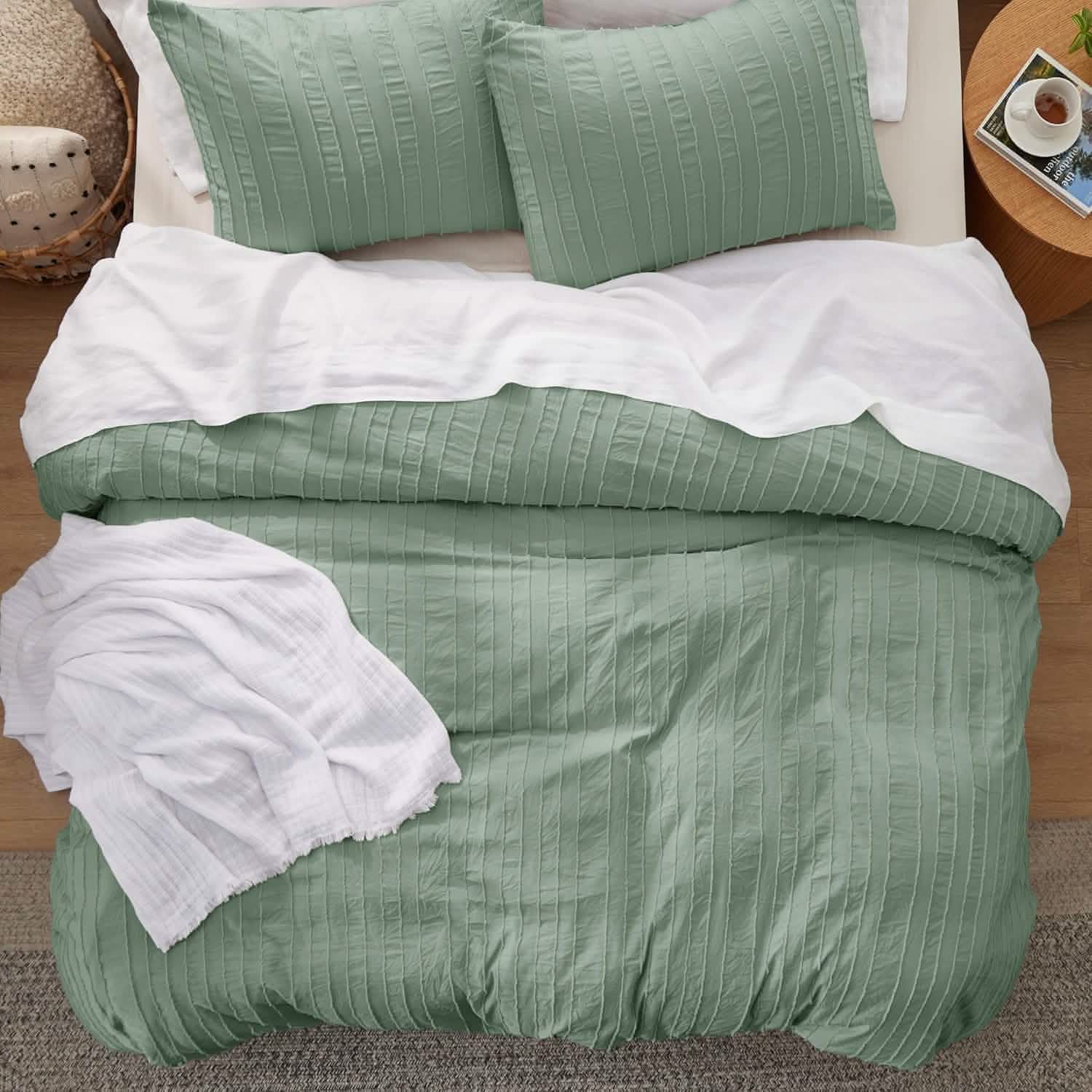 GentleSoft® Striped Tufted Embroidery Duvet Cover Set
