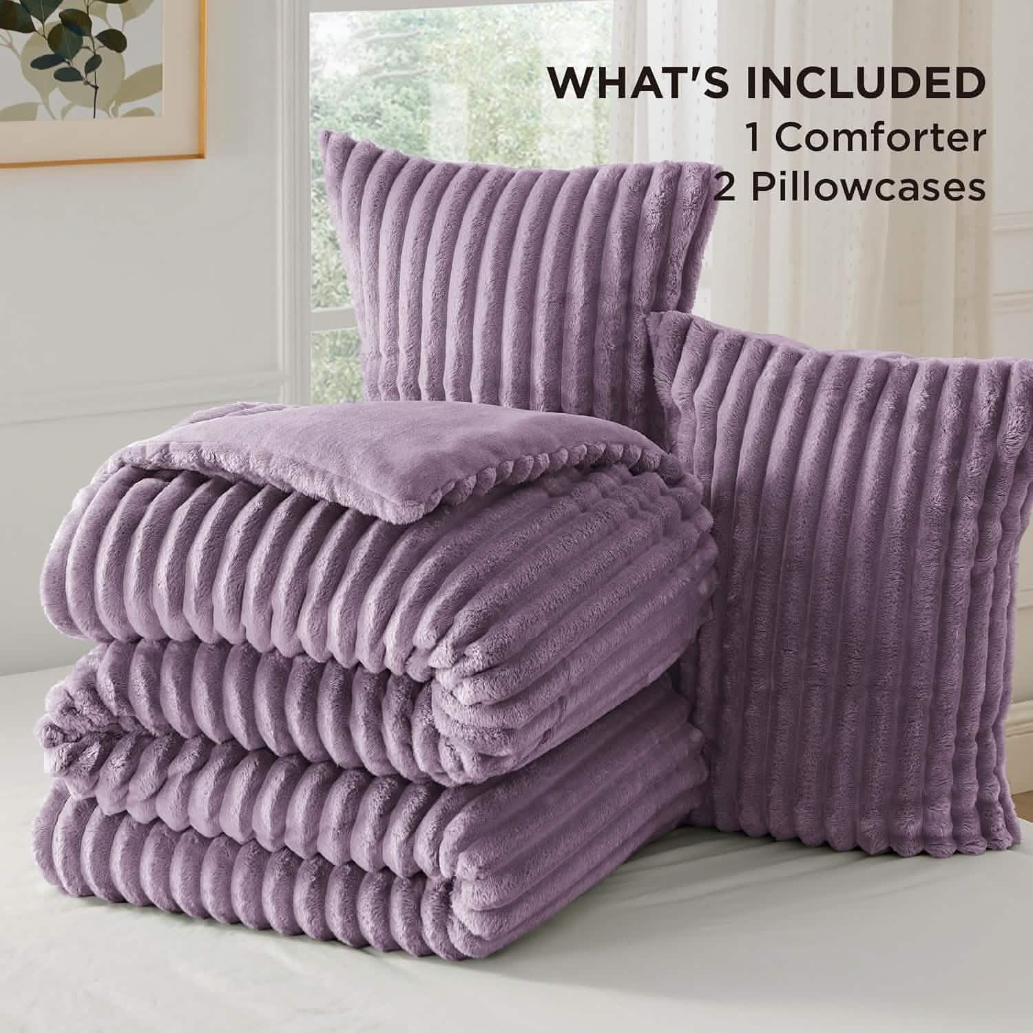 GentleSoft® Striped Flannel Comforter Set