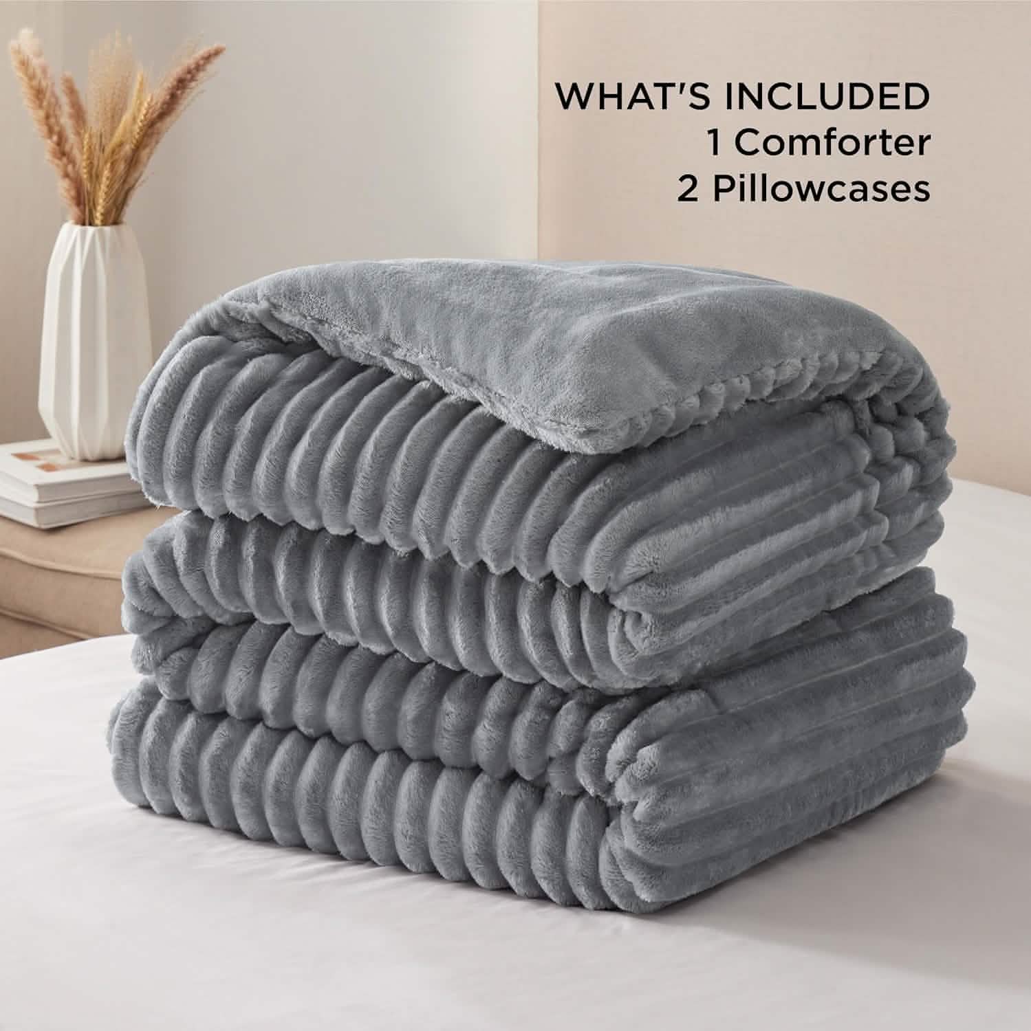GentleSoft® Striped Flannel Comforter Set
