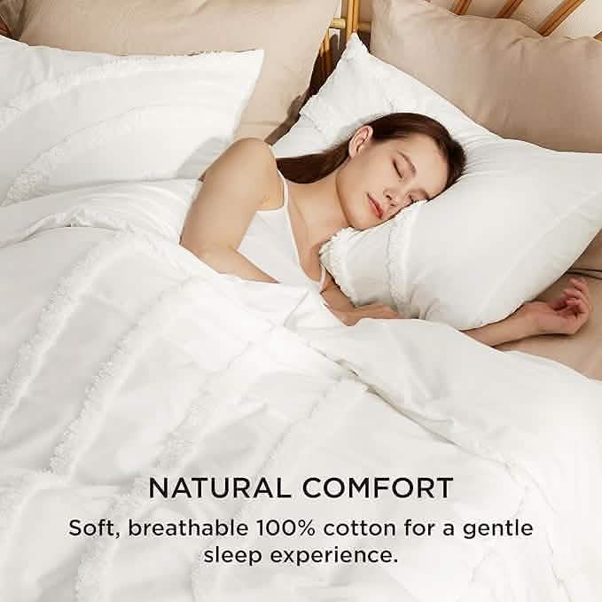 GentleSoft® 100% Cotton Tufted Duvet Cover Set