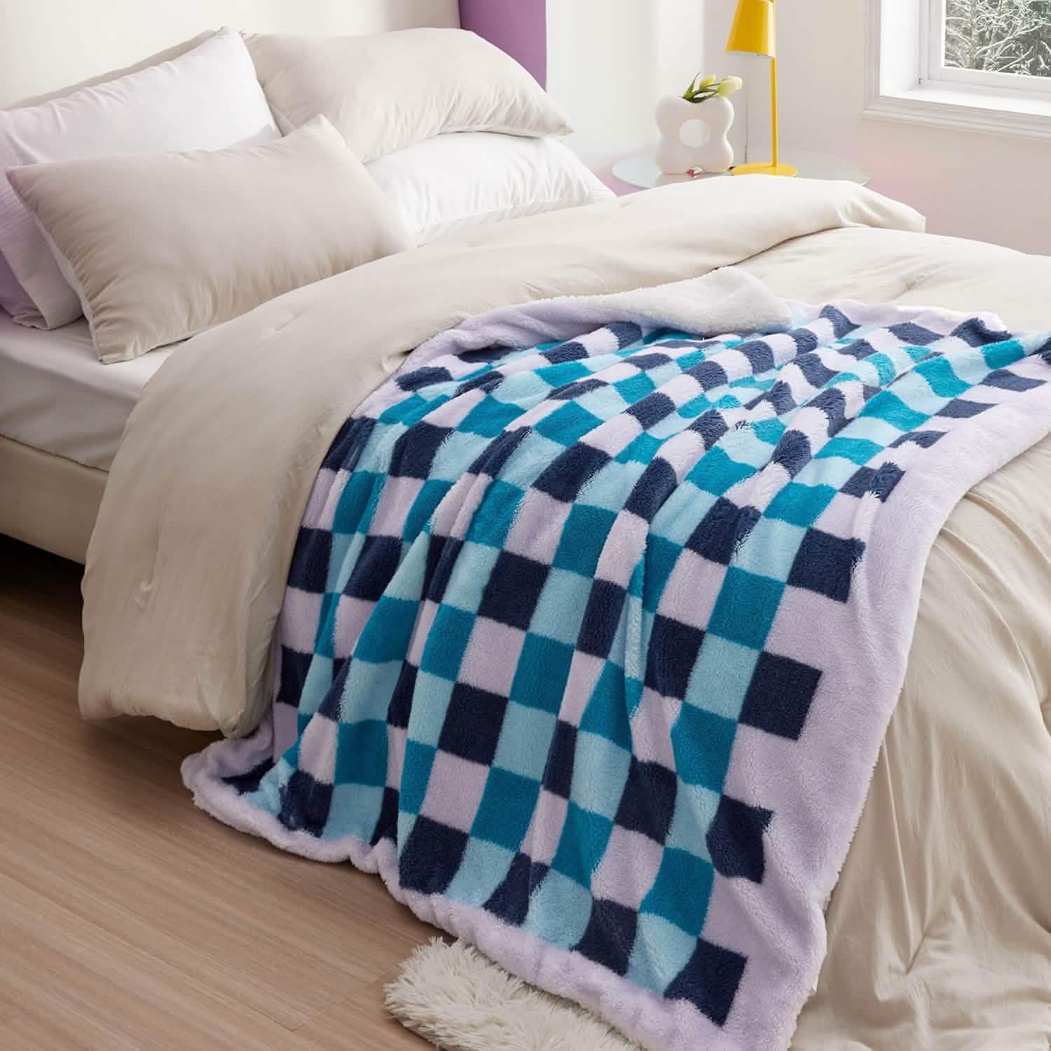 GentleSoft® Printed Throw Sherpa Blanket lavender