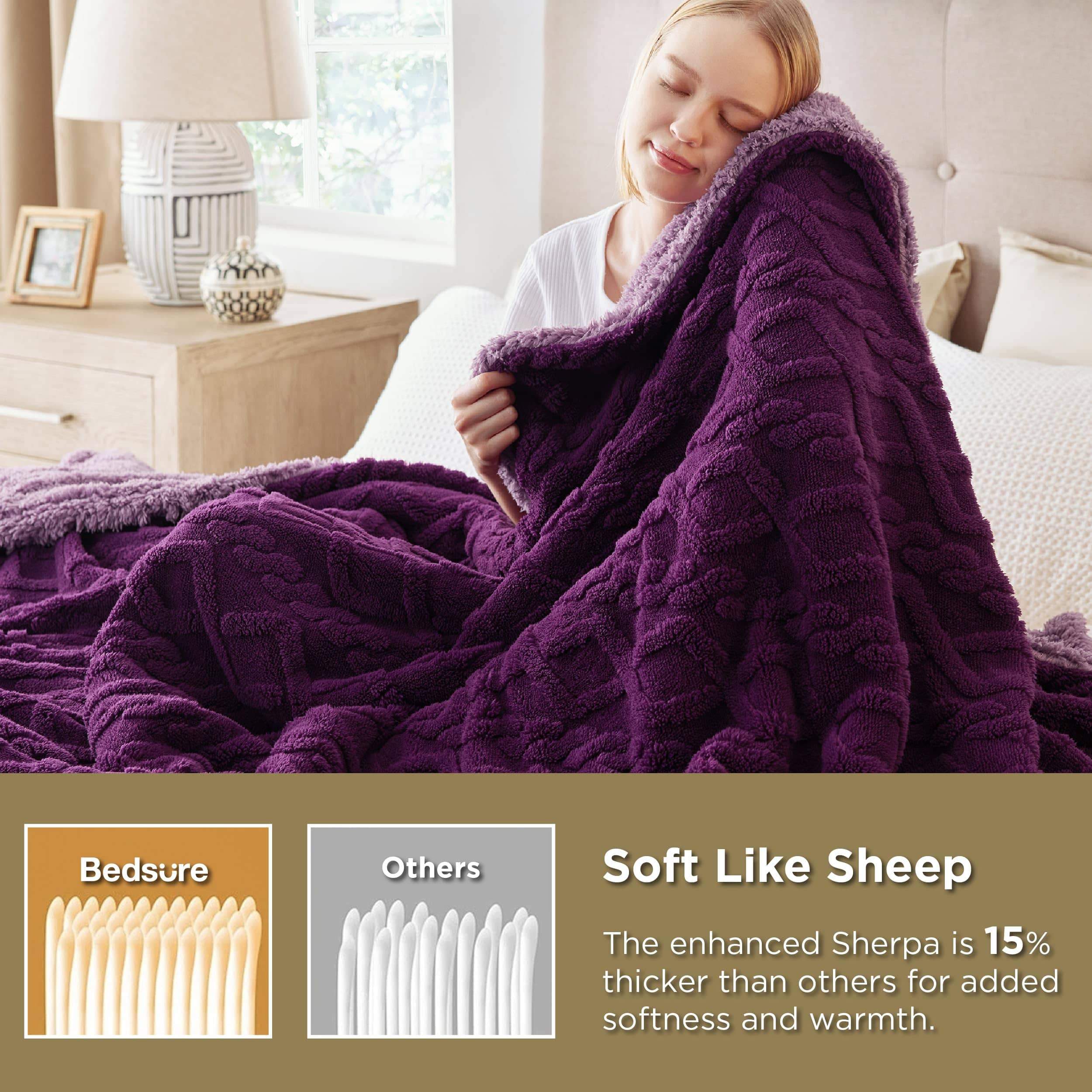 GentleSoft® Sherpa Throw Blanket For Couch