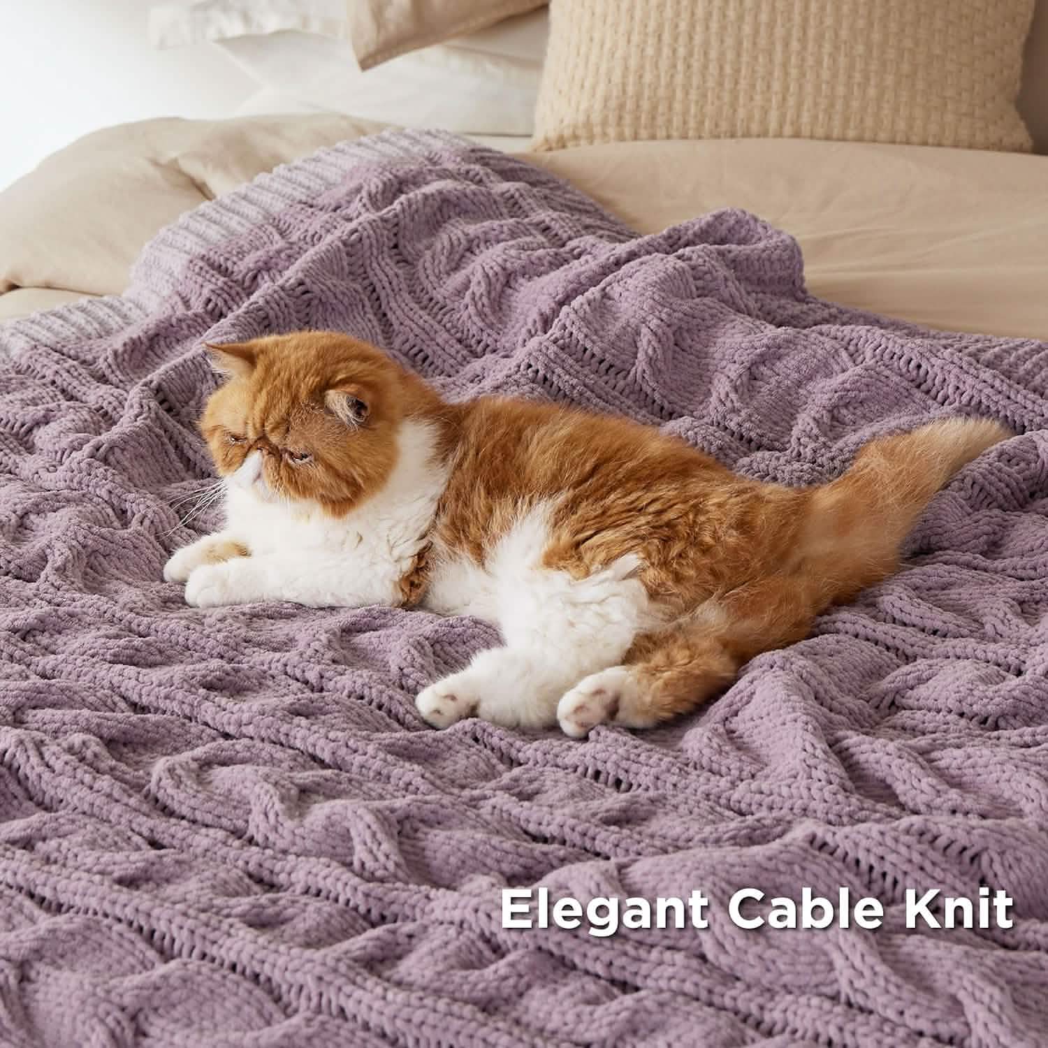 GentleSoft® Cable Chenille Chunky Knit Throw Blanket