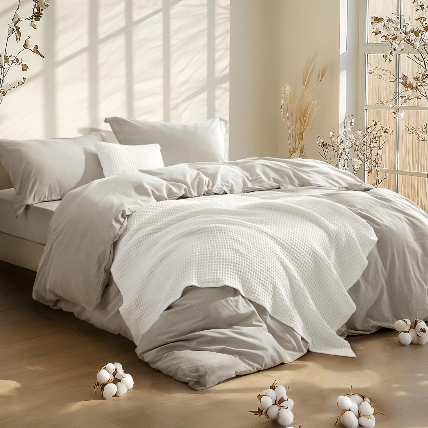 GentleSoft® 5 Piece Cotton Waffle Weave Bed-in-a-bag
