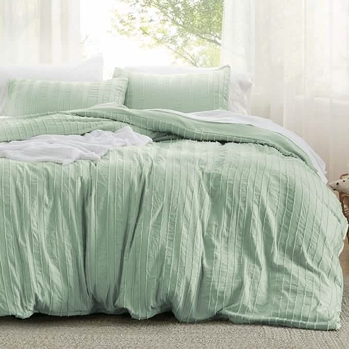 GentleSoft® Striped Tufted Embroidery Duvet Cover Set