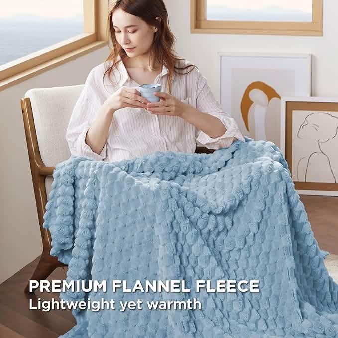 GentleSoft® Textured Bubble Flannel Fleece Blanket