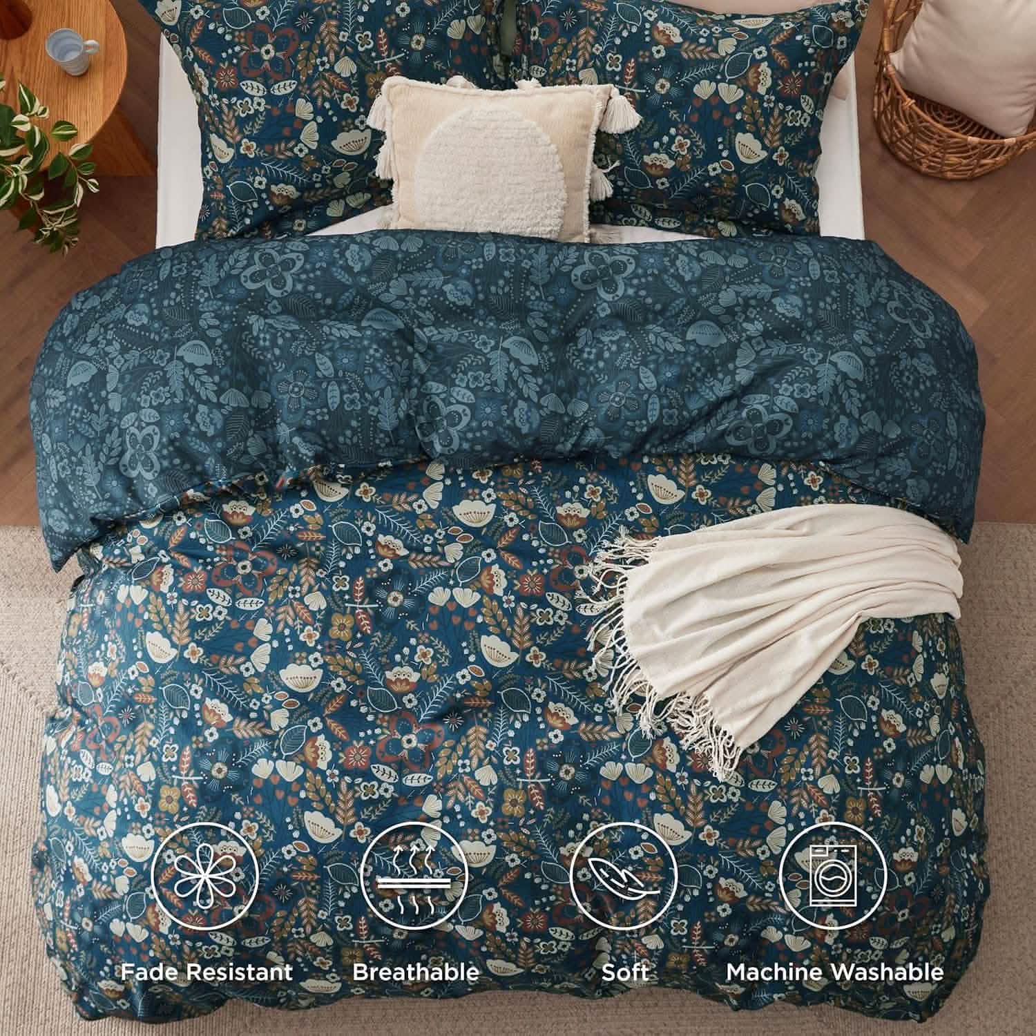 GentleSoft® Reversible Floral Duvet Cover Set