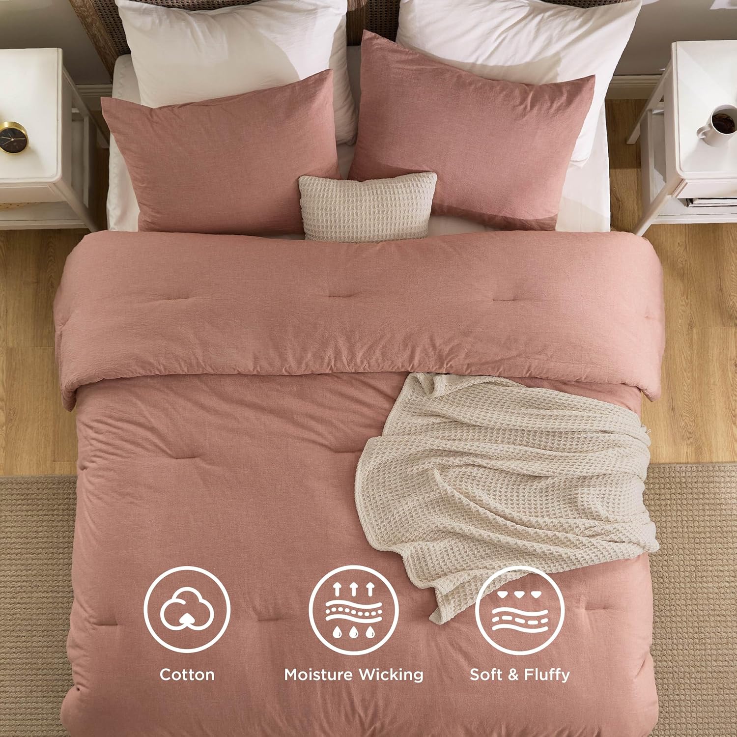 GentleSoft® 5 Piece Cotton Waffle Weave Bed-in-a-bag