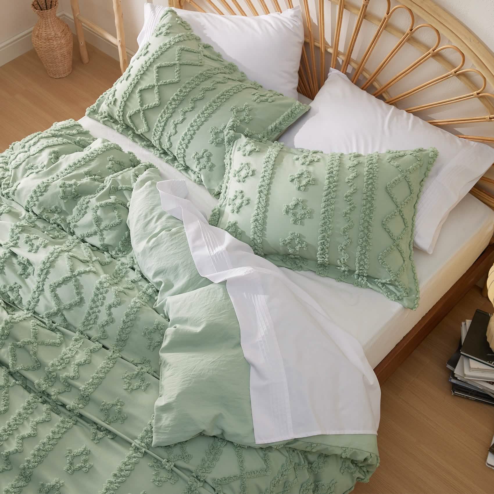 GentleSoft® Boho Tufted Embroidery Duvet Cover Set