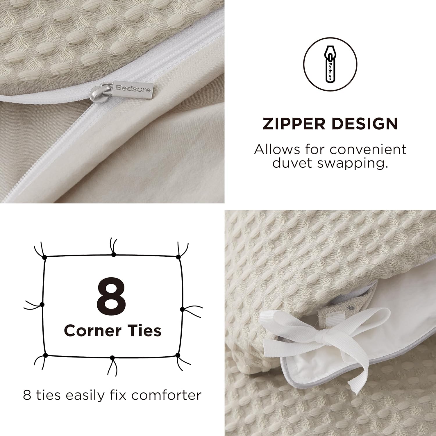 GentleSoft® Polyester Microfiber Waffle Duvet Weave Duvet Cover Set