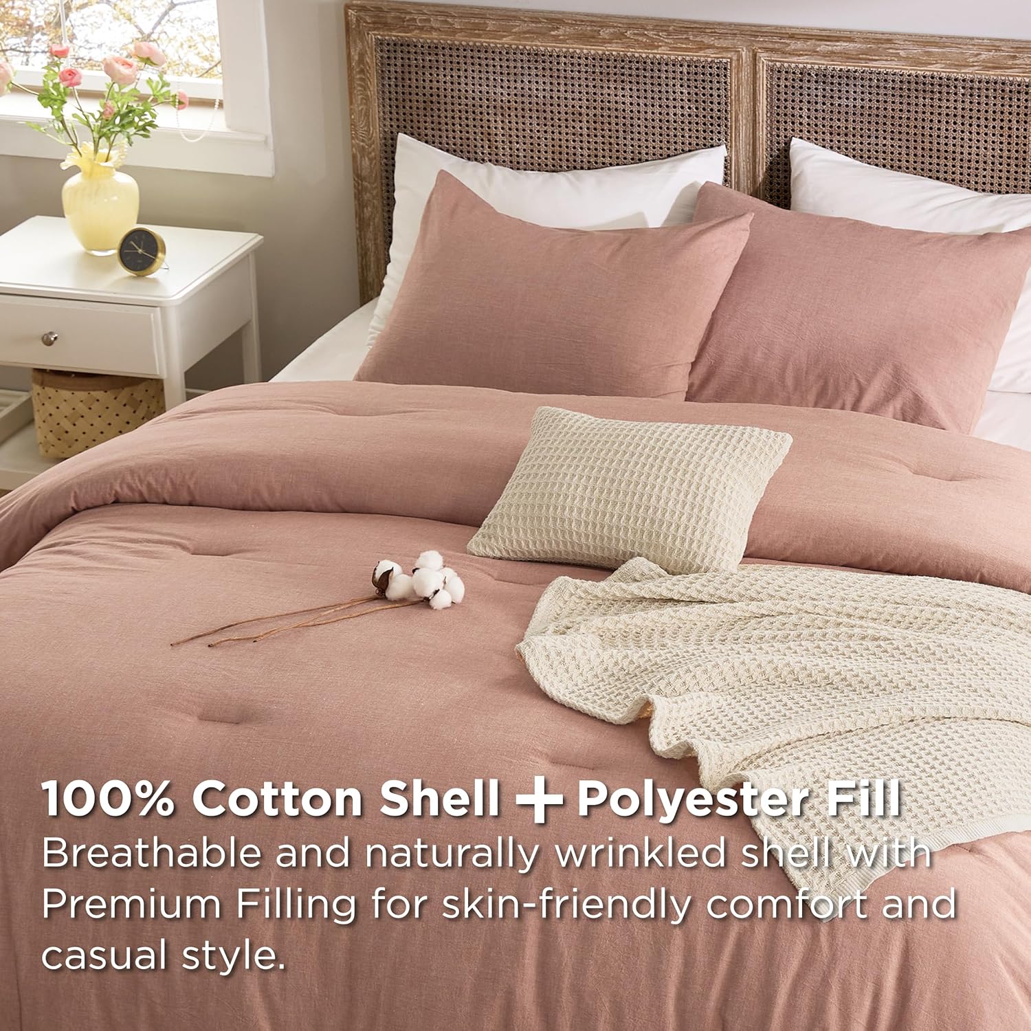 GentleSoft® 5 Piece Cotton Waffle Weave Bed-in-a-bag