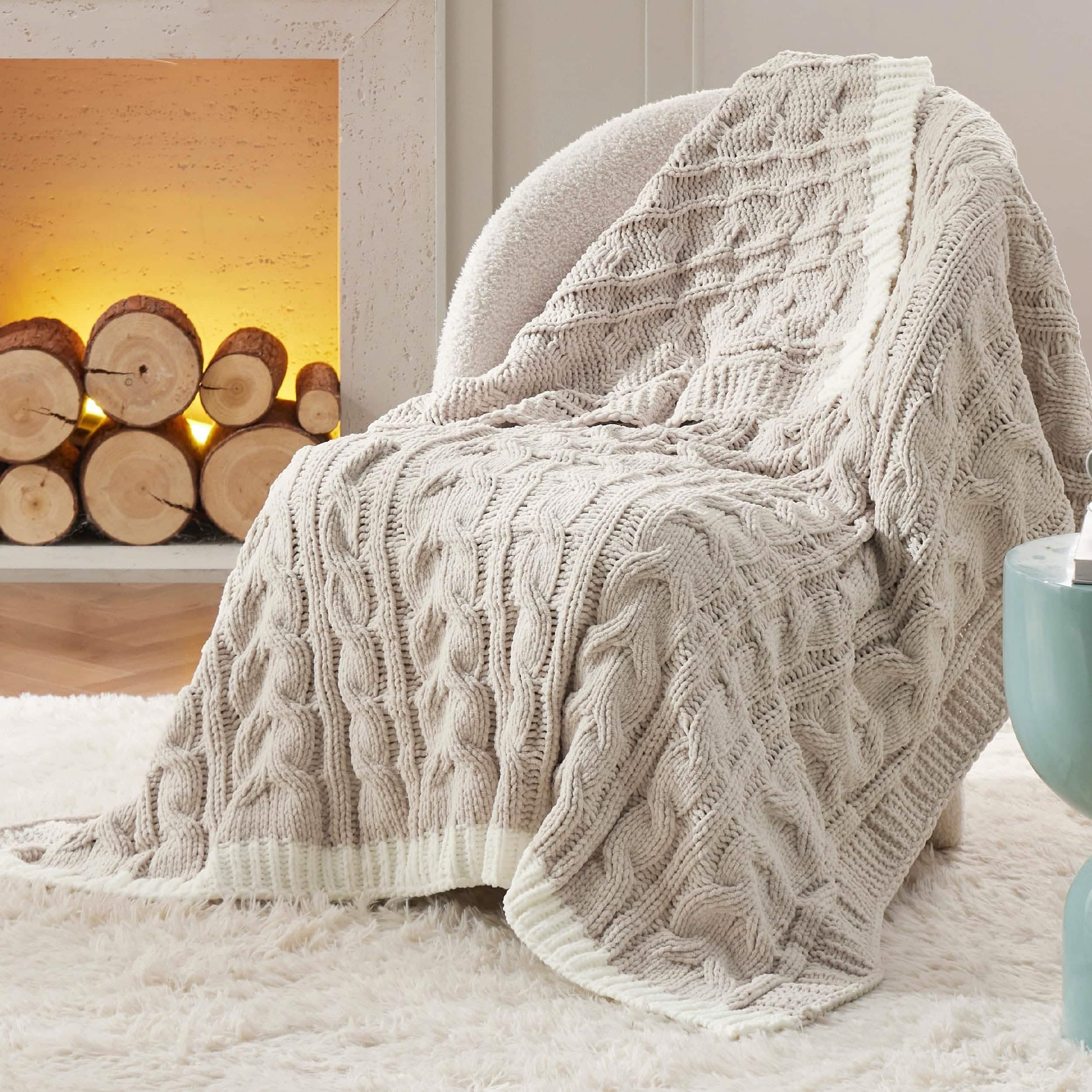 GentleSoft® Cable Chenille Chunky Knit Throw Blanket