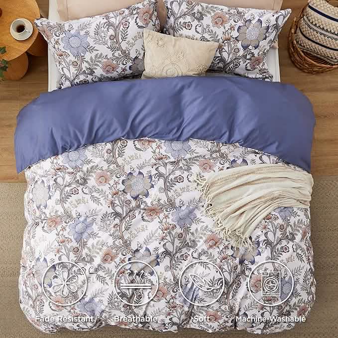 GentleSoft® Reversible Floral Duvet Cover Set