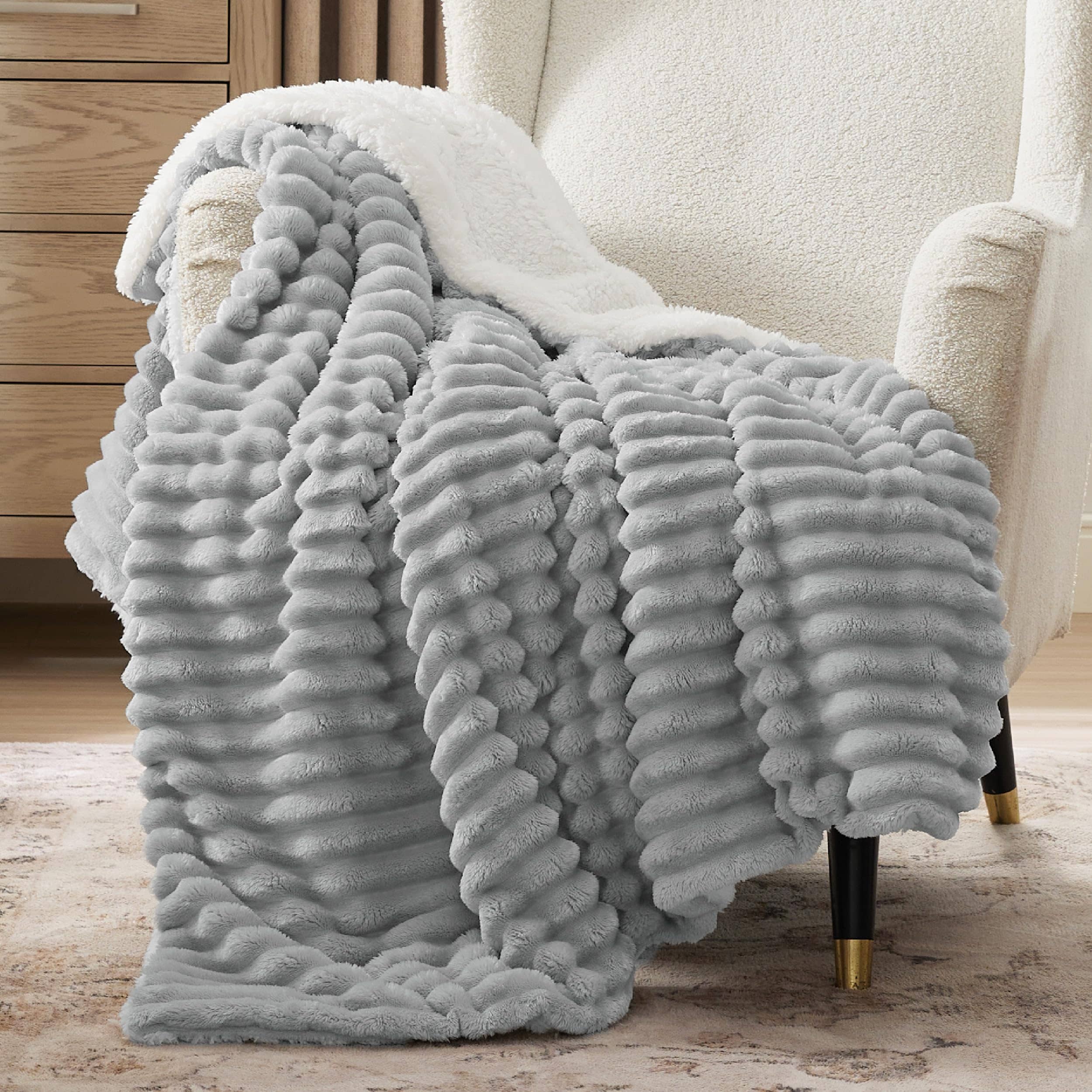 GentleSoft® Jacquard Stripes Shaggy Sherpa Blanket