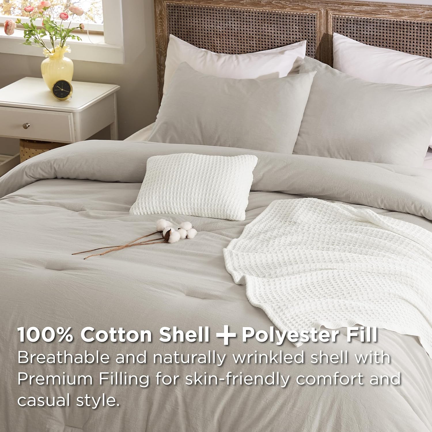 GentleSoft® 5 Piece Cotton Waffle Weave Bed-in-a-bag