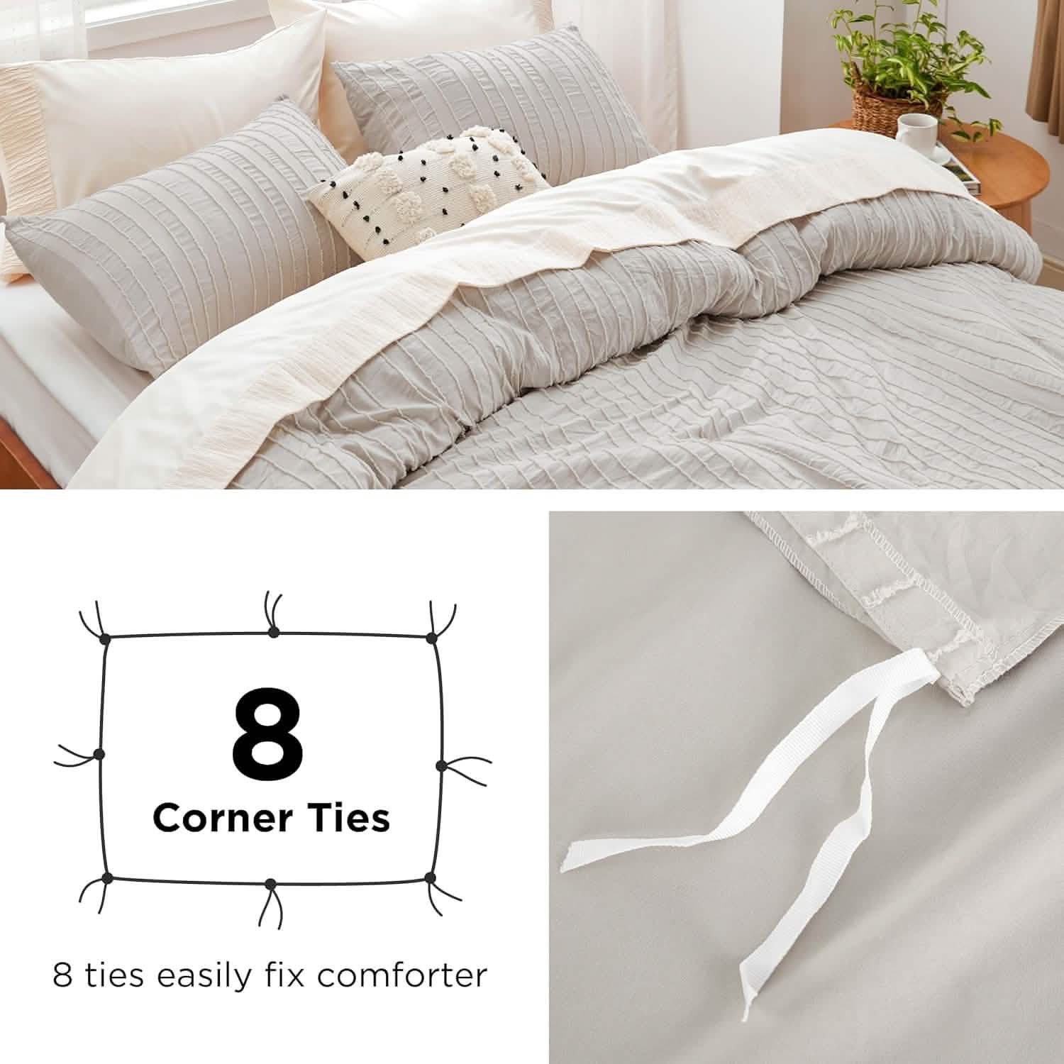 GentleSoft® Striped Tufted Embroidery Duvet Cover Set