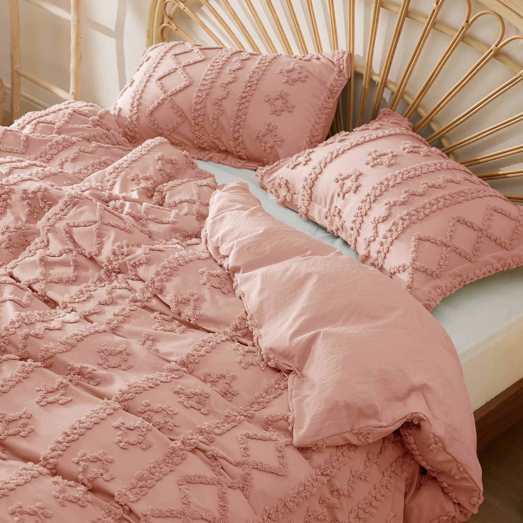 GentleSoft® Boho Tufted Embroidery Duvet Cover Set