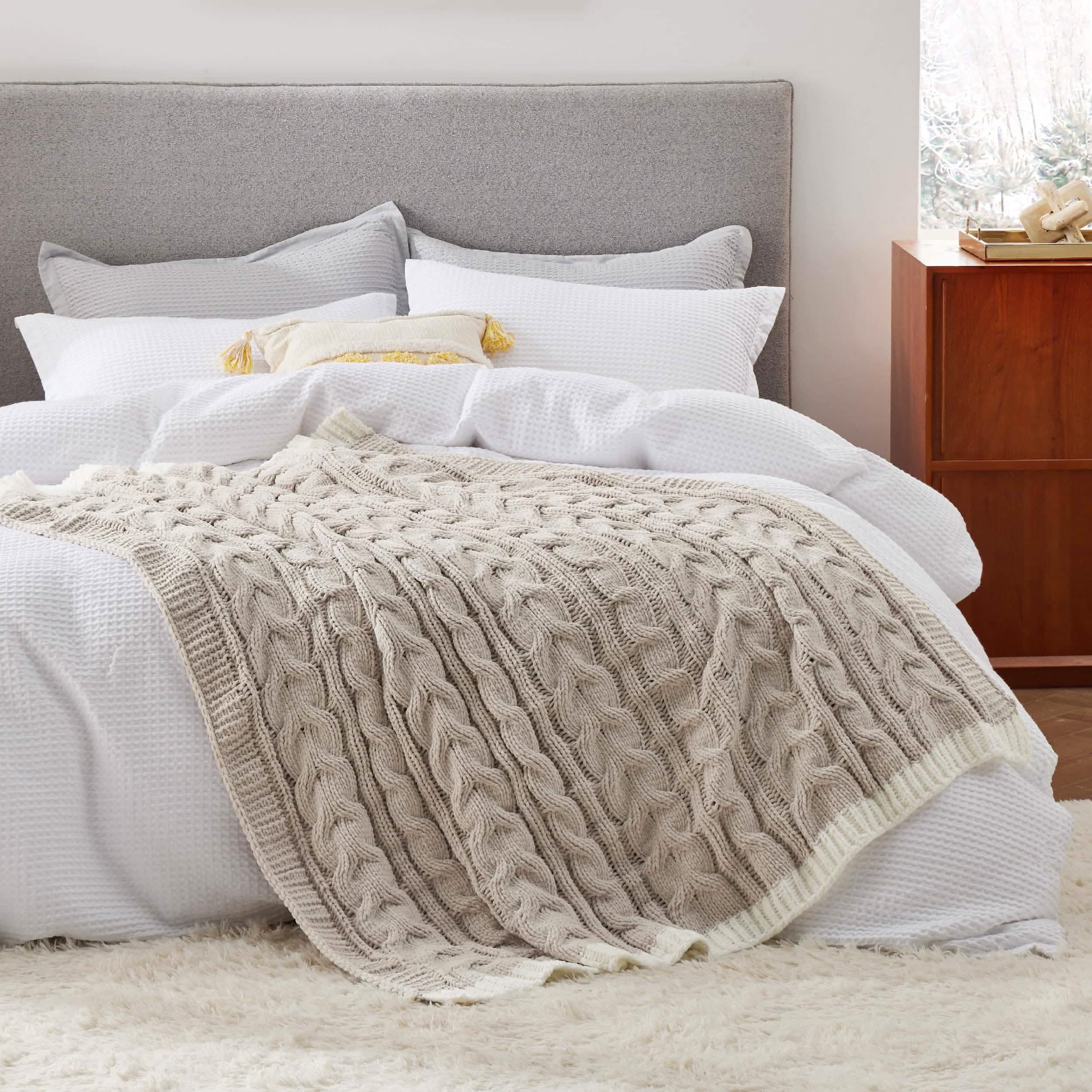 GentleSoft® Cable Chenille Chunky Knit Throw Blanket