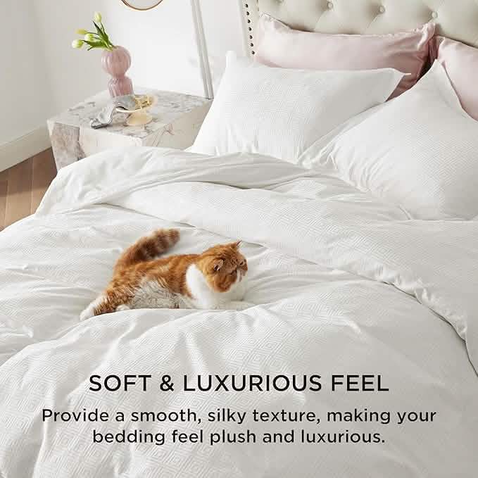 GentleSoft® 100% Cotton Greek Key Jacquard Duvet Cover Set