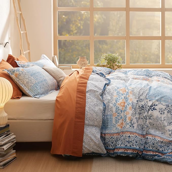 GentleSoft® 100% Cotton Reversible Floral Duvet Cover Set