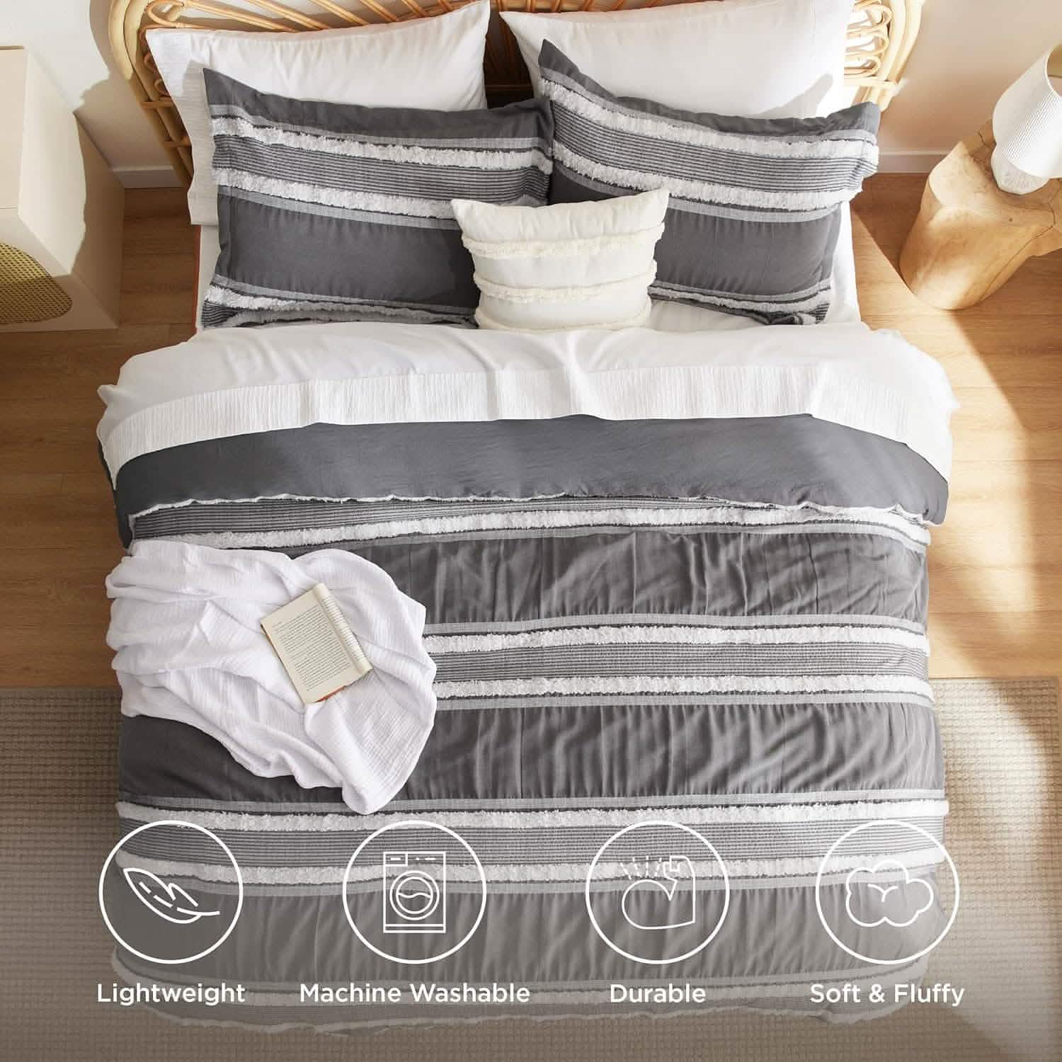GentleSoft® Exotic Foliage Dark Grey Comforter Set
