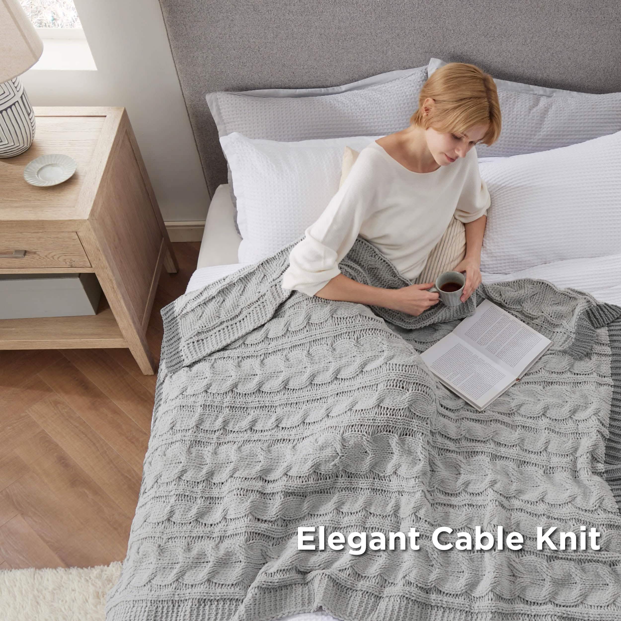 GentleSoft® Cable Chenille Chunky Knit Throw Blanket
