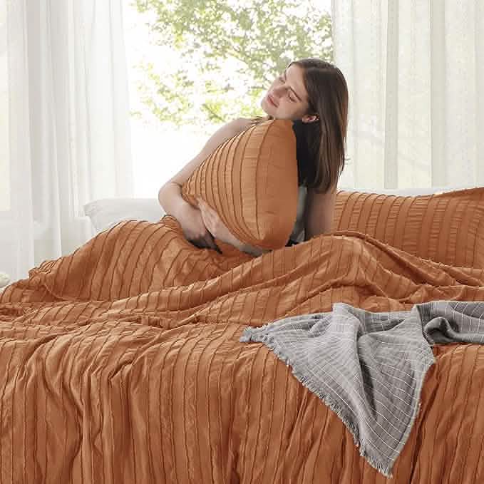 GentleSoft® Striped Tufted Embroidery Duvet Cover Set