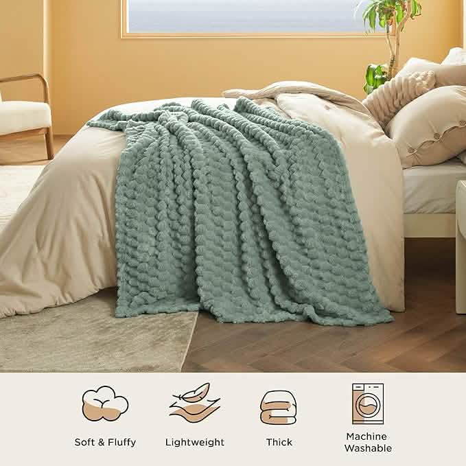 GentleSoft® Textured Bubble Flannel Fleece Blanket