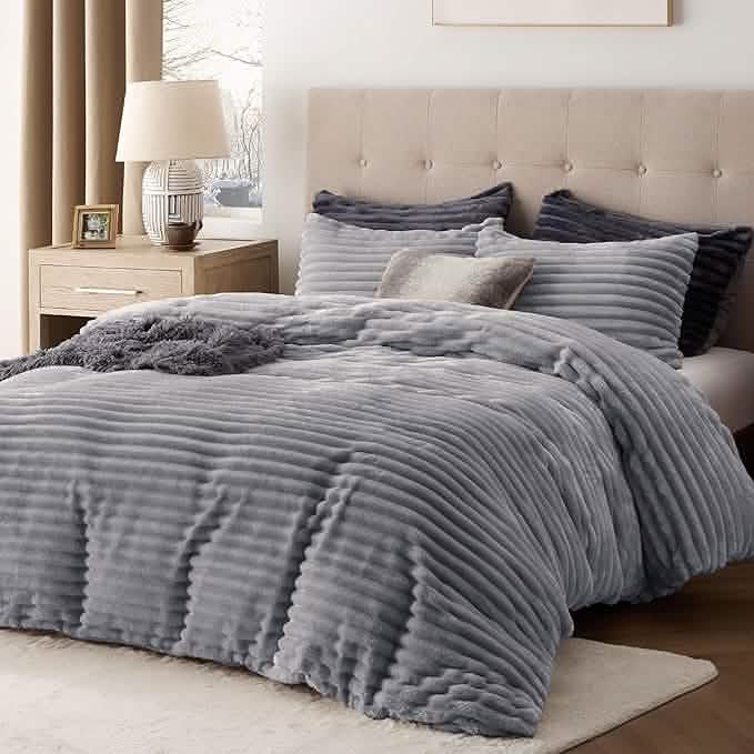 GentleSoft® Striped Flannel Duvet Cover Set