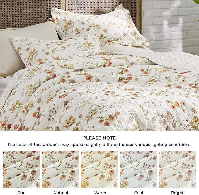 GentleSoft® Floral Quilt Set White