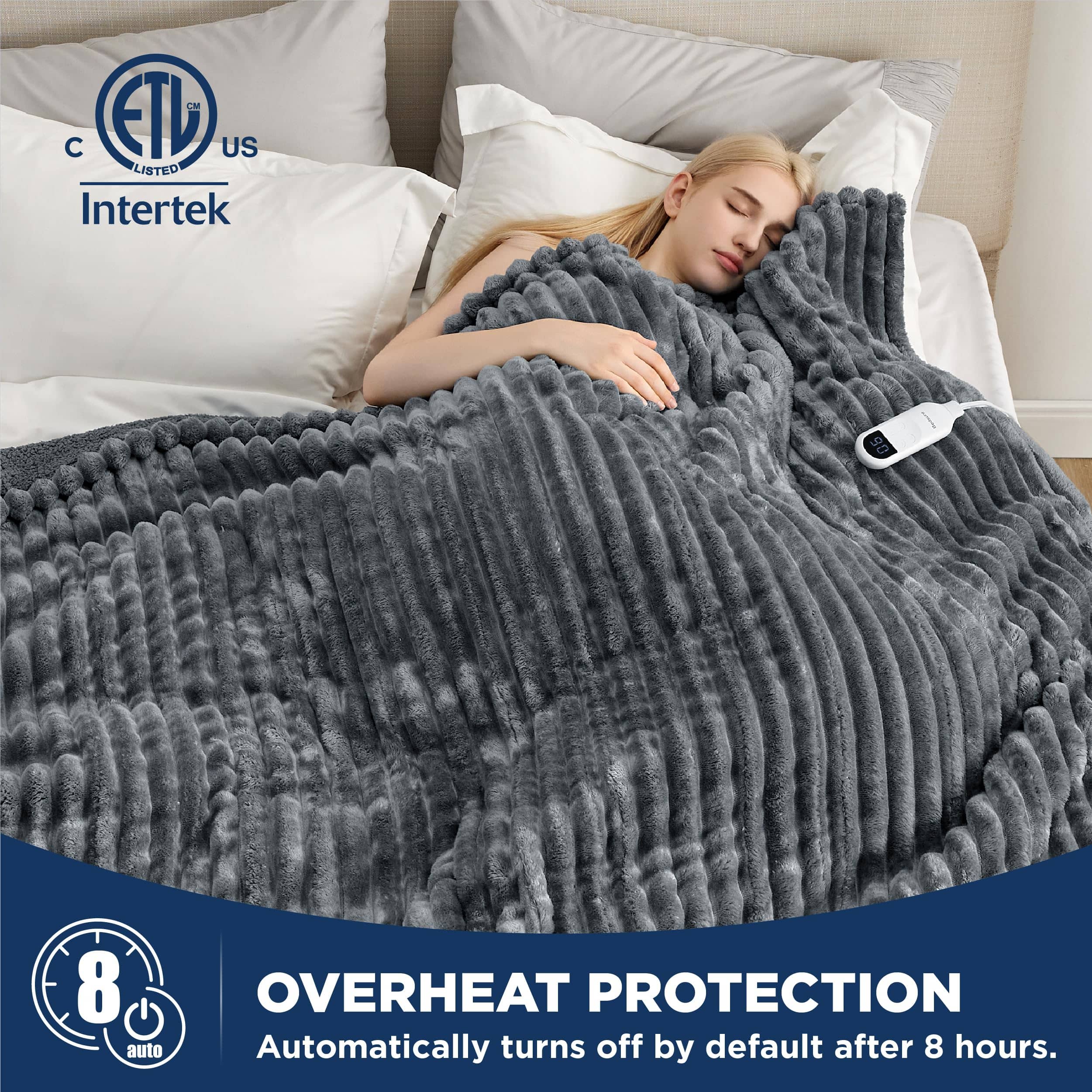 GentleSoft® Striped Flannel Heated Blanket
