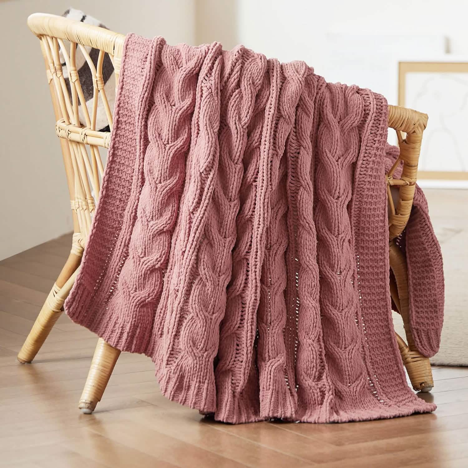 GentleSoft® Cable Chenille Chunky Knit Throw Blanket