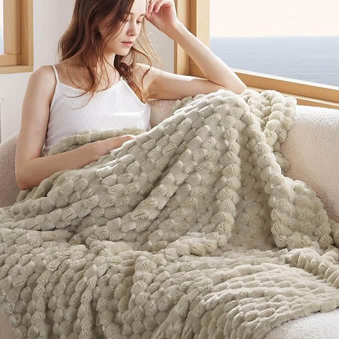 GentleSoft® Textured Bubble Flannel Fleece Blanket