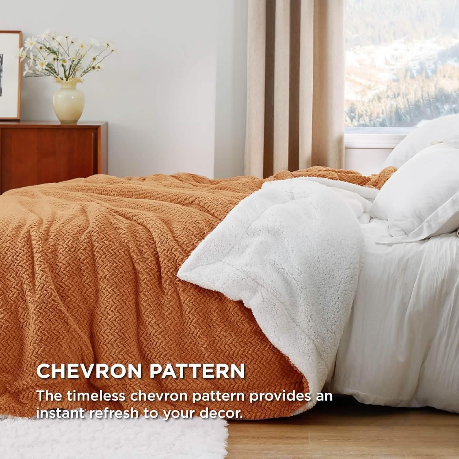 GentleSoft® Chevron Sherpa Fleece Blanket