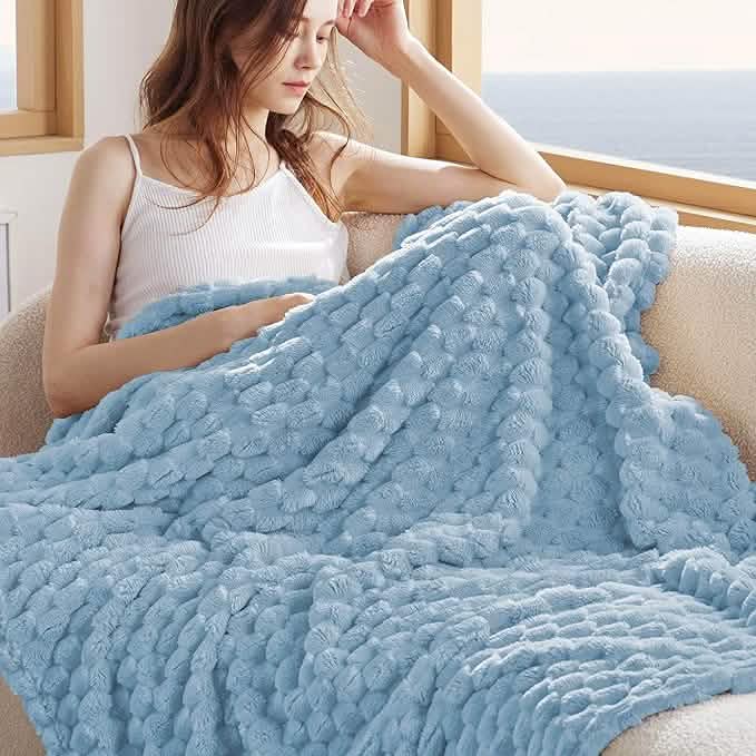 GentleSoft® Textured Bubble Flannel Fleece Blanket